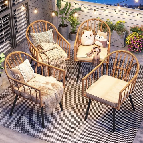Pieces rattan wicker dinning - 4,
