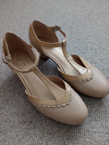 Hotter beige leather low - beige,