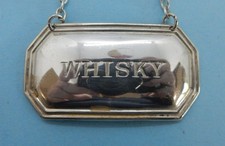 Sterling Silver Octagonal 'WHISKY' Wine LABEL Sheffield 1973 Francis Howard