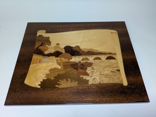 Vintage inlaid wood marquetry - vintage,