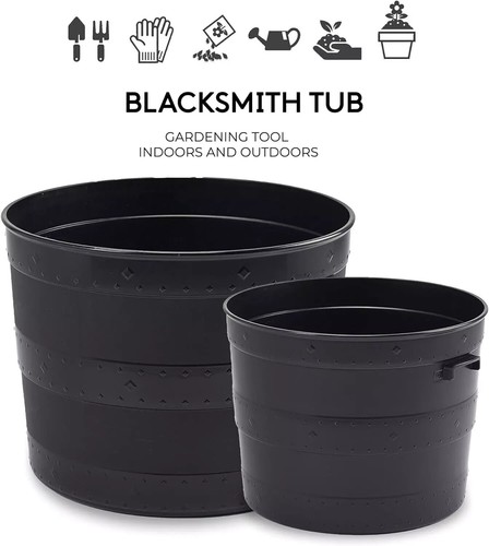 Black plastic planter - black,