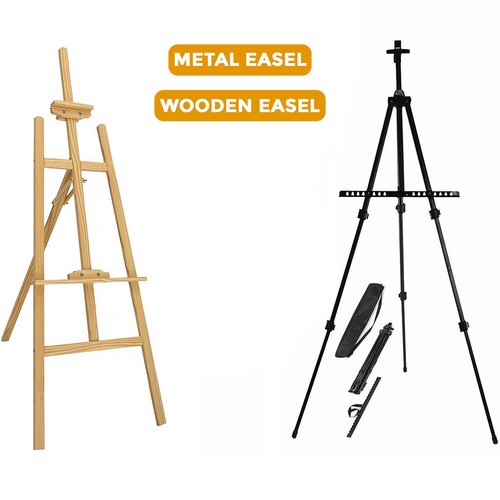 Wooden metal studio easel - wooden,