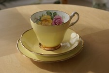 Harleigh Bone China Made in England Cup Saucer Plate Trio - Yellow