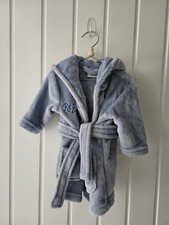 Baby Boys Blue Soft Dressing Gown With REGGIE Embroidery 0-6 Months