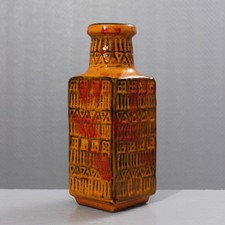 Vintage Bodo Mans & Bay Ceramic Vase No. 70-25 Orange & Red Germany 1970s
