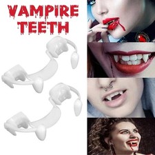 2x Retractable Halloween Cosplay Dentures Vampire Teeth Fangs Costume Party Prop