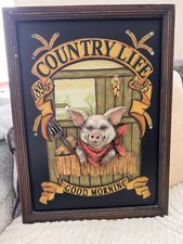 Country Life Wooden 3d Pig Advertising Sign