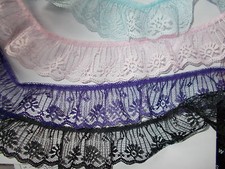 2 meters x 50 mm Gathered Lace-choose  Red,White,Royal Blue, Green,Silver,Yellow