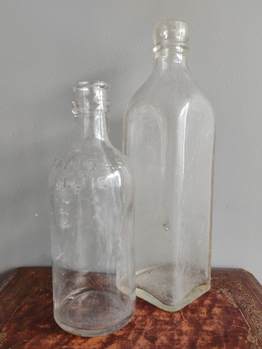 Antique clear glass bottles - 2,