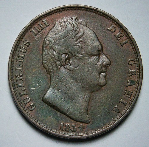 1834 william half penny - william, iv