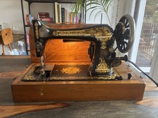 Vintage Singer 27K c1900 Sewing Machine Sphinx Motif + Bentwood Case Motor