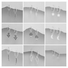 925 Sterling Silver 12mm Huggie Hoop Sleeper Charm Earrings Gift Bag UK SELLER