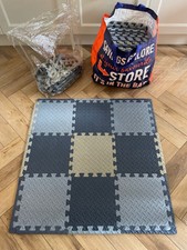 Children's Jigsaw Blue and Grey Foam Floor Mat - 40 tiles 80 edges