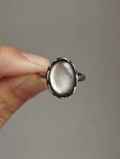 black mother of Pearl Adjustable silver  Plated Ring