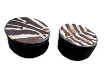 Vintage Zebra Hide Poufs Footstools MCM