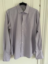 TM Lewin Mens Shirt Finest Two-Fold Cotton Luxury Slim Fit Size 15.5 r1130
