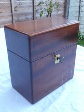 Victorian Mahogany Travelling Apothecary Box, original key, draw, scales, pestle