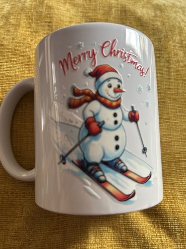 Snowman christmas skiing mug - snowman,