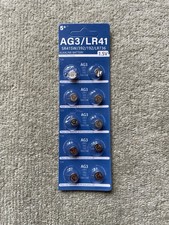 AG3 LR41/SR41 192/392 1.5V Alkaline Button Battery x10 Blister pack