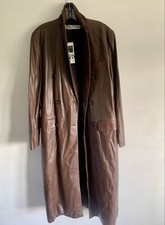 BNWT ZARA BROWN LEATHER EDITION LONG SLEEVES COAT JACKET OUTERWEAR OVERCOAT MED