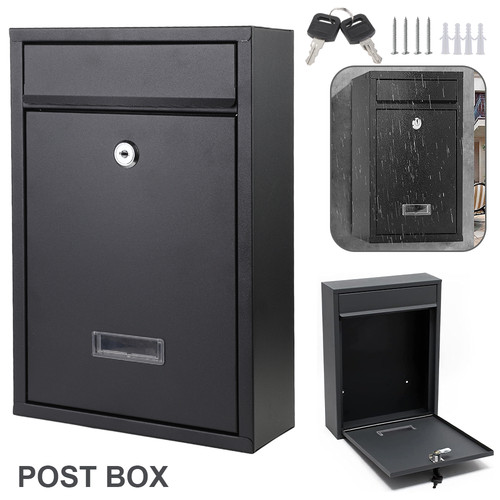 Black large letter box post - black,