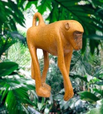 Vintage Wooden Hand Carved Walking Baboon Monkey African Figurine Art Sculpture