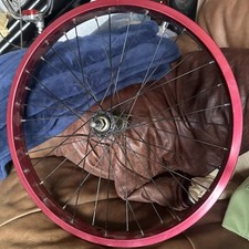 Red bmx front wheel old - front,