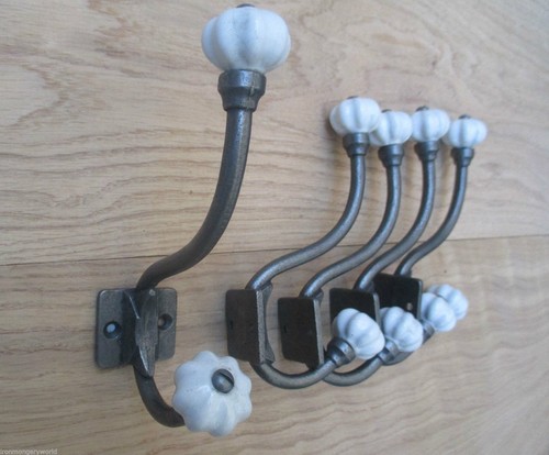 Rustic coat hooks - , white