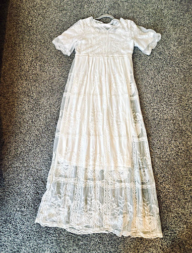 White floral lace maxi dress - lace,