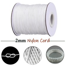 White Nylon Cord 1m to 250m Strong Jewellery Braided Thread Beading Bracelet 2mm