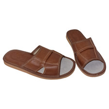 Handmade leather slippers for men Brown mules Open toe EU sizes 40-47