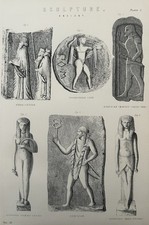 Antique print 1870s sculpture - print,