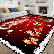 Christmas Red Rug Snowman