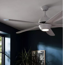 Remote Control Ceiling Fan With Light Modern Home Décor 5 Fan Arms White - New