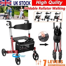 Deluxe Rollator Ultra-Light Folding Adjustable Walker Mobility Walker with Seat 