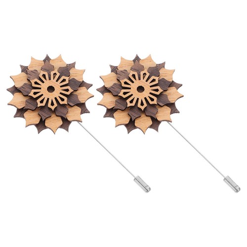 2pcs wooden flower - 2pcs, brooch