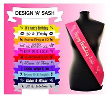 Personalised Birthday Sash Sashes Any Age 18th 21st 30th 40th 50th 60th 70th