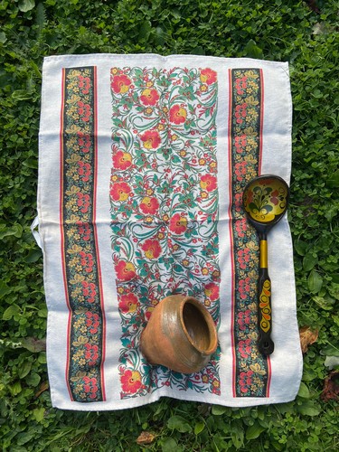 Exquisite natural linen folk - natural,