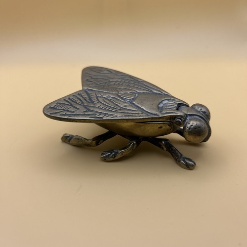 Vintage brass fly matchbox - vintage,