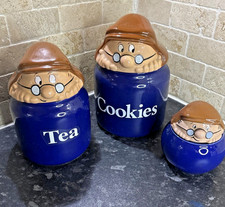 Vintage 1999 Tetley Tea x3 Wade Ceramic Cookie Jar Biscuit Barrel 22cm Tall