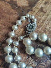 Vintage Knotted Choker Pearl Necklace with Silver Clasp
