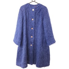 Vintage Jaeger Blue Mohair Wool Button Coat Size 10