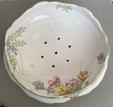 c1930’s Crown Ducal Ceramic Berry Strainer With Crocus Flower Design