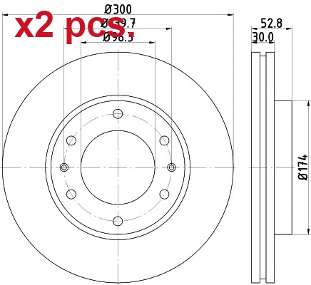 Pcs front brake disc - x2, rotos