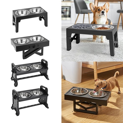 Adjustable double bowls dog - adjustable,