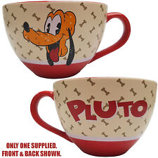 Disney Store Pluto Ceramic Cappuccino Mug Cup Face Bones Dog Red Soup Bowl