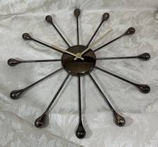 Acctim Plastic Wall Clock Sunburst StarBurst Quartz Retro Spoke - Bronzed Look