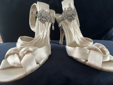 Size 7, Next Occasion Cream Satin Shoes with Diamante Embellishments