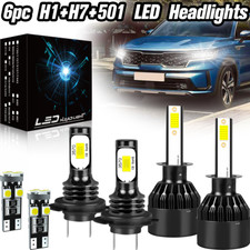 For Ford Focus MK2 -H1 H7 501 6000K LED  Headlight High/Low/Side Light Bulbs