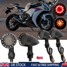 4PCS Black Motorcycle Bullet LED Turn Signal Light Amber Red Brake Blinker
